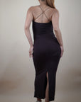 Dark Brown Good Girl Gone Bad - Strappy Cross Back Maxi Dress - Lyonkusol