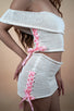 Strawberry & Cream Knitted Crochet Pink Ribbon Skirt - Lyonkusol