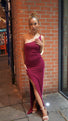 Maroon Elegance One Shoulder Strap Maxi Dress - Lyonkusol