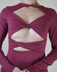 Maroon Intimacy Long Sleeved Cut-Out Mini Dress - Lyonkusol