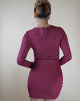 Maroon Intimacy Long Sleeved Cut-Out Mini Dress - Lyonkusol