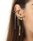 Gold Long Ribbon Elegant Earrings - Lyonkusol