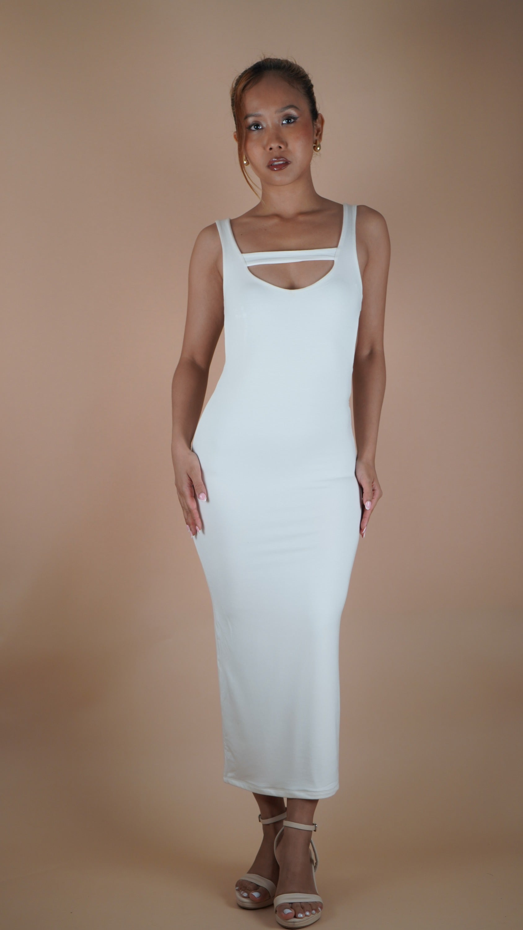 White Matrix - Cut Out Maxi Dress - Lyonkusol