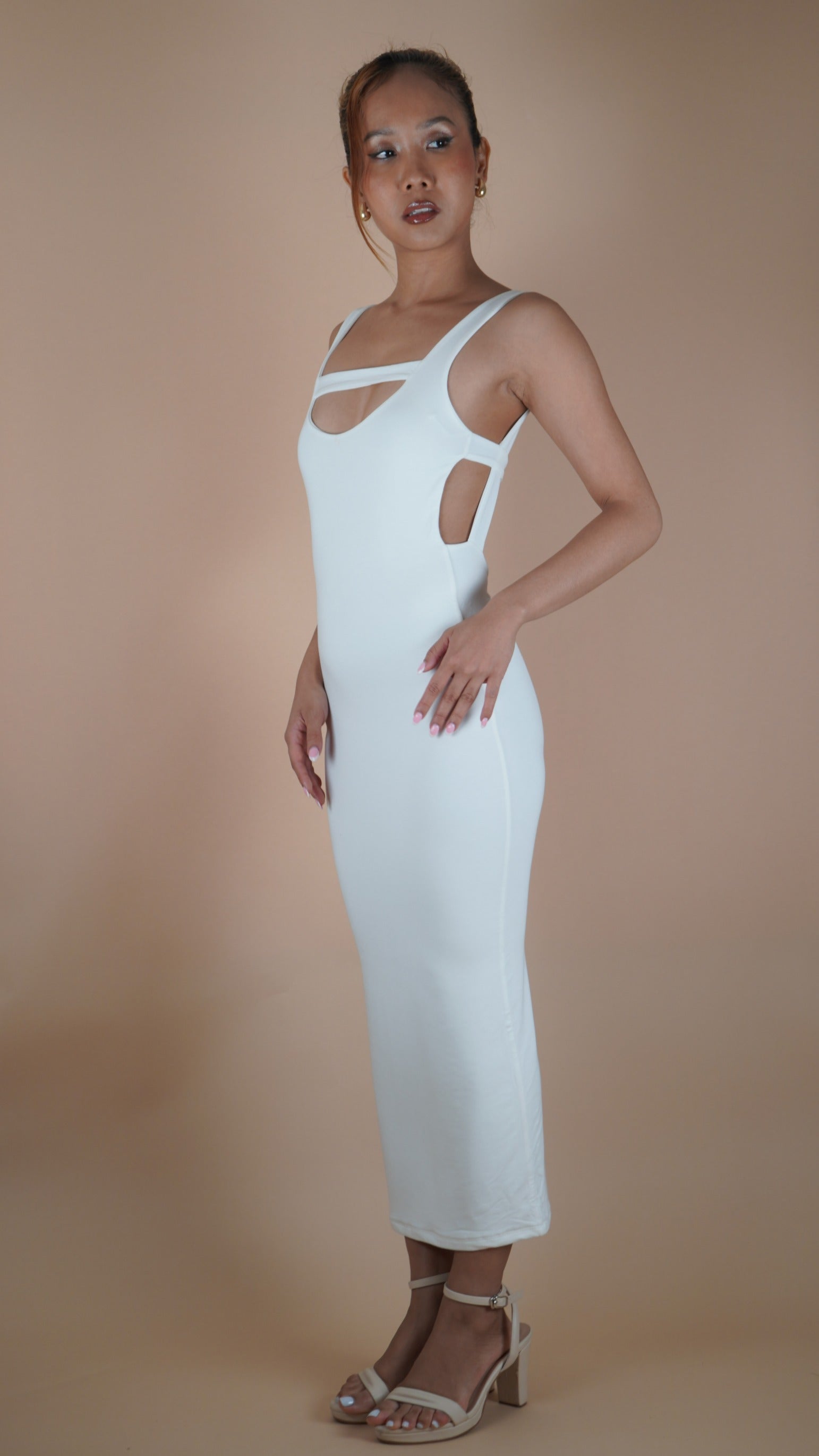 White Matrix - Cut Out Maxi Dress - Lyonkusol