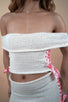 Strawberry & Cream Knitted Crochet Pink Ribbon Top - Lyonkusol