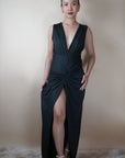 Black Secret Admirer - Long Slit Maxi Dress - Lyonkusol