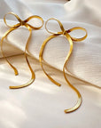 Gold Short Ribbon Elegant Earrings - Lyonkusol