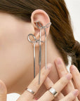 Silver Long Ribbon Elegant Earrings - Lyonkusol