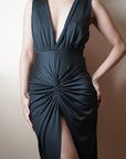 Black Secret Admirer - Long Slit Maxi Dress - Lyonkusol