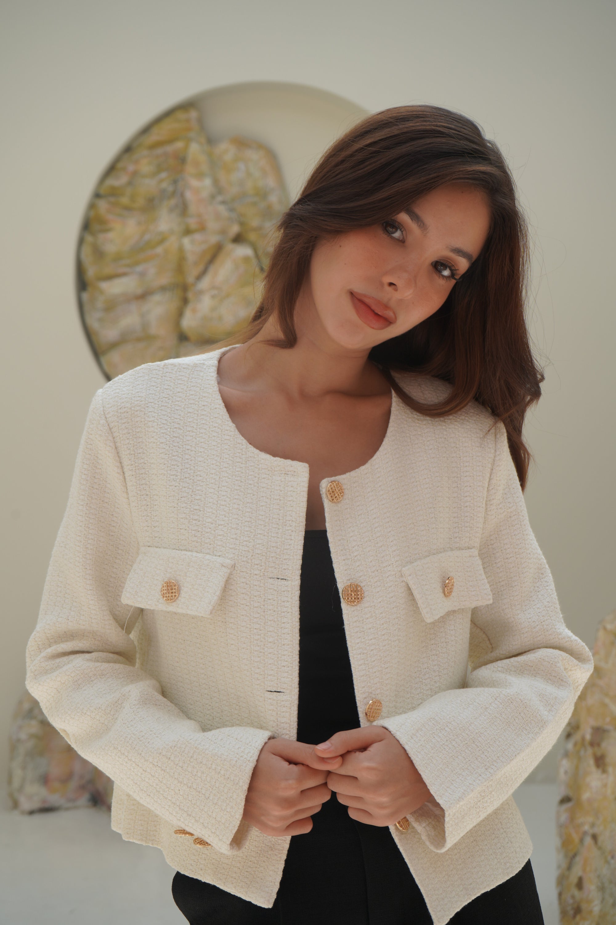 White Tweed Jacket - Lyonkusol