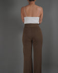 Brown High Waisted Flared Trousers - Lyonkusol