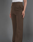 Brown High Waisted Flared Trousers - Lyonkusol