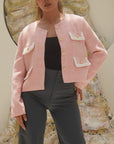 Baby Pink Tweed Jacket Front View