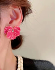 Vibrant Pink Sweet Flower Earrings - Lyonkusol