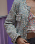 Pastel Blue Tweed Jacket - Lyonkusol