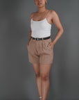 Khaki High Waisted Shorts - Lyonkusol