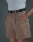 Khaki High Waisted Shorts - Lyonkusol