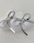 Silver Short Ribbon Elegant Earrings - Lyonkusol