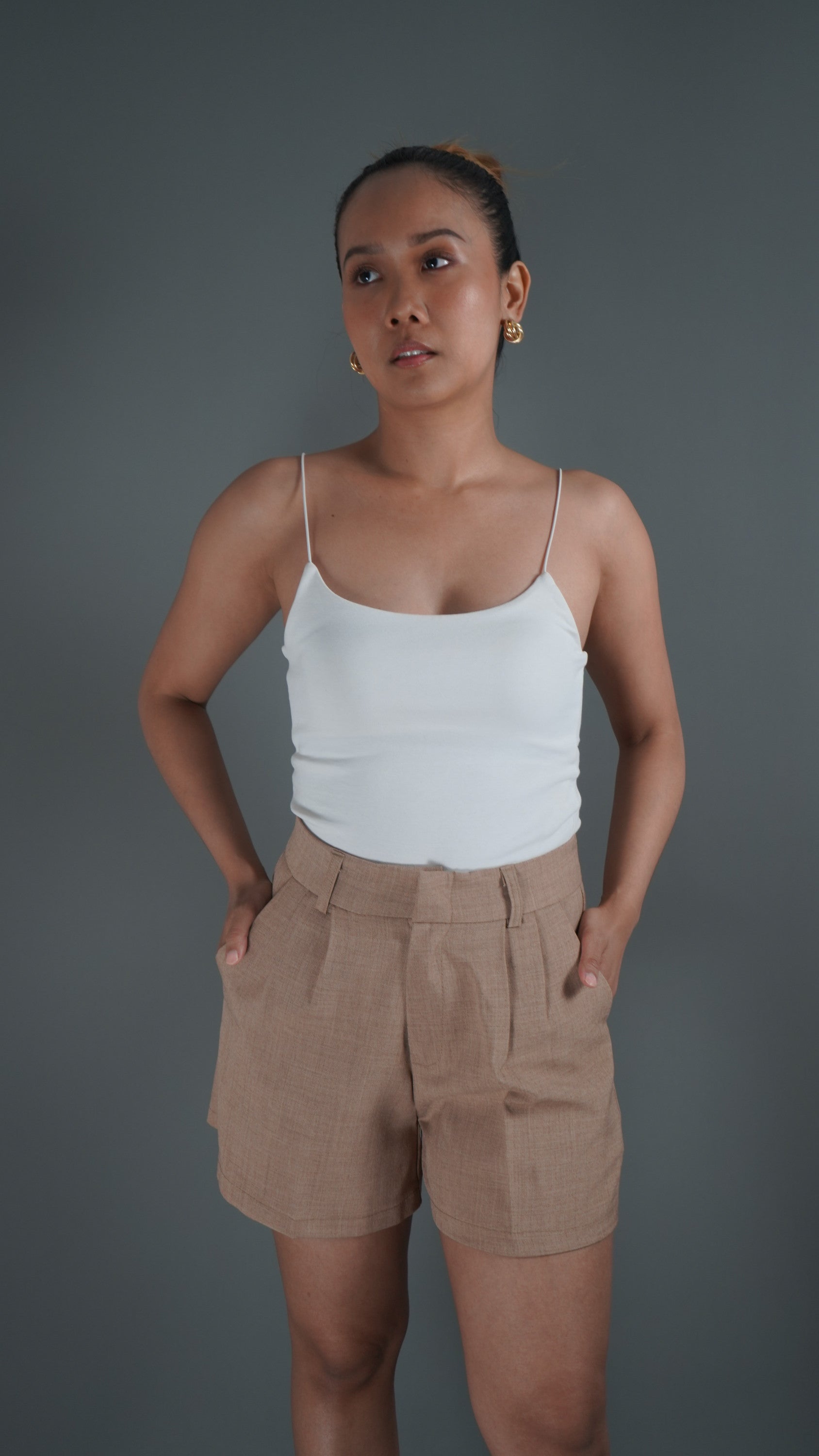 Khaki High Waisted Shorts - Lyonkusol