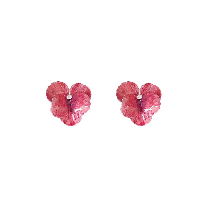 Vibrant Pink Sweet Flower Earrings - Lyonkusol