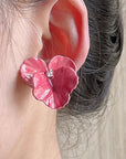 Vibrant Pink Sweet Flower Earrings - Lyonkusol